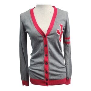 Peanuts Gray and Red Women's Cardigan Sweater